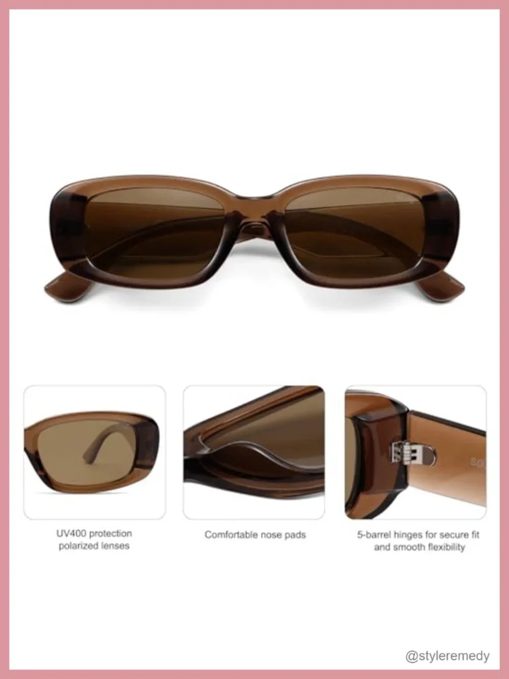 Retro Rectangle Polarized Sunglasses UV400 Protection